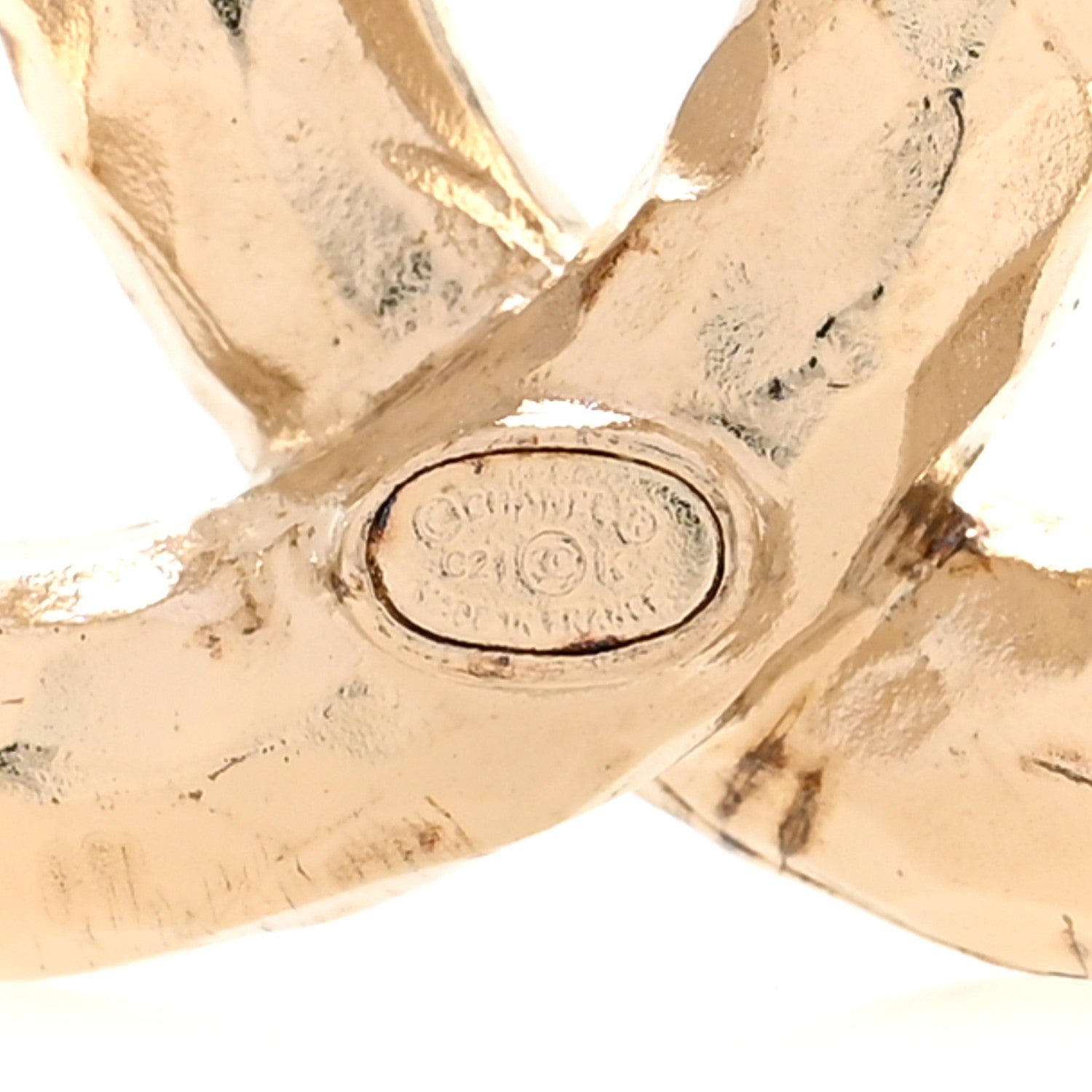 Chanel Textured Metal Crystal CC Brooch Light Gold 3 of 6