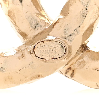 Chanel Textured Metal Crystal CC Brooch Light Gold 3 of 6