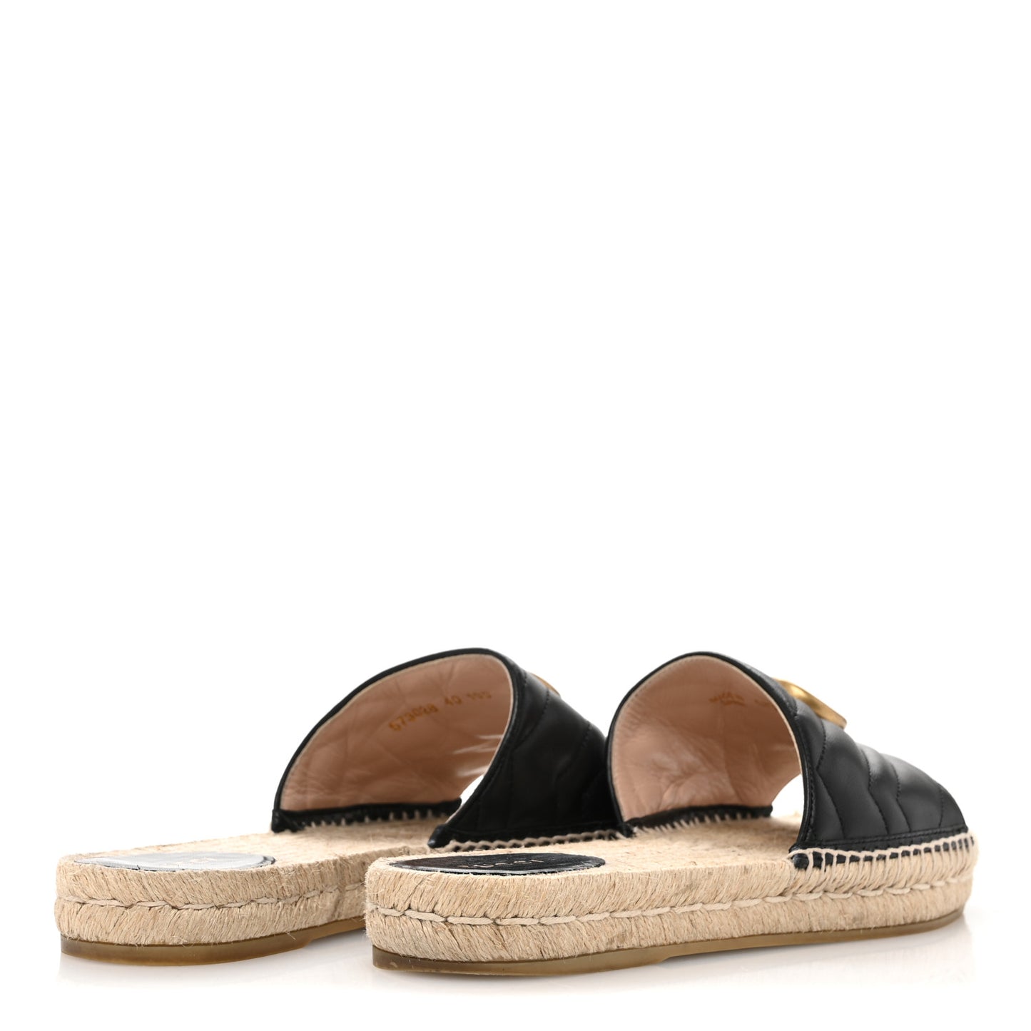 Nappa Matelasse GG Marmont Espadrille Slide Sandals 40 Black