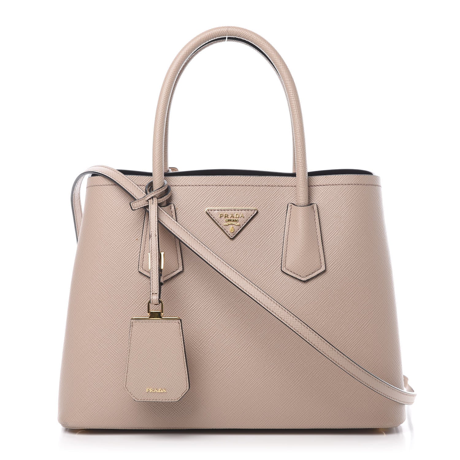Prada Saffiano Cuir Medium Double Bag Cipria Black 1 of 14