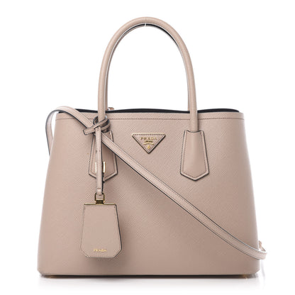 Prada Saffiano Cuir Medium Double Bag Cipria Black 1 of 14