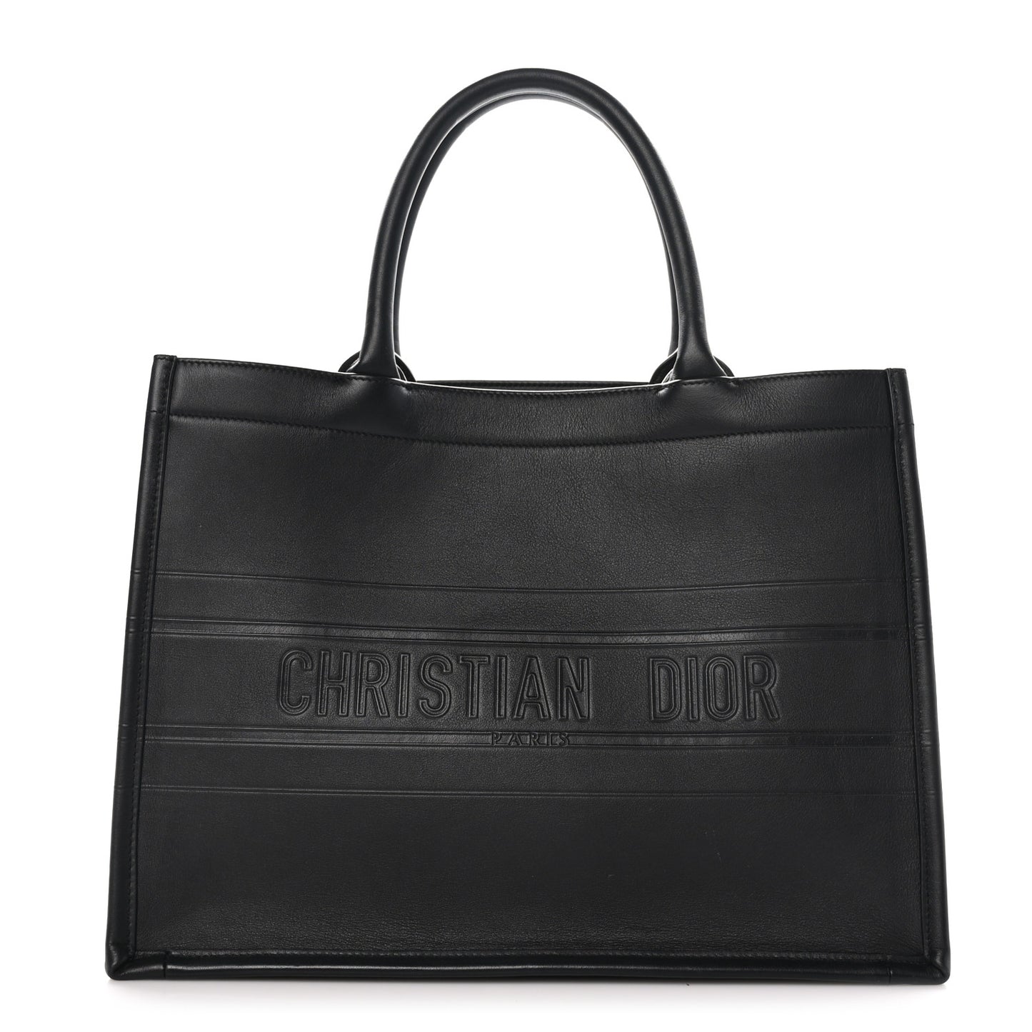 Calfskin Embossed Medium Book Tote Black
