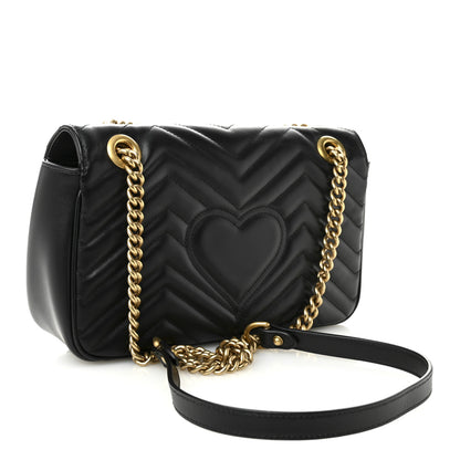 Gucci Calfskin Matelasse Small GG Marmont Shoulder Bag Black 3 of 12