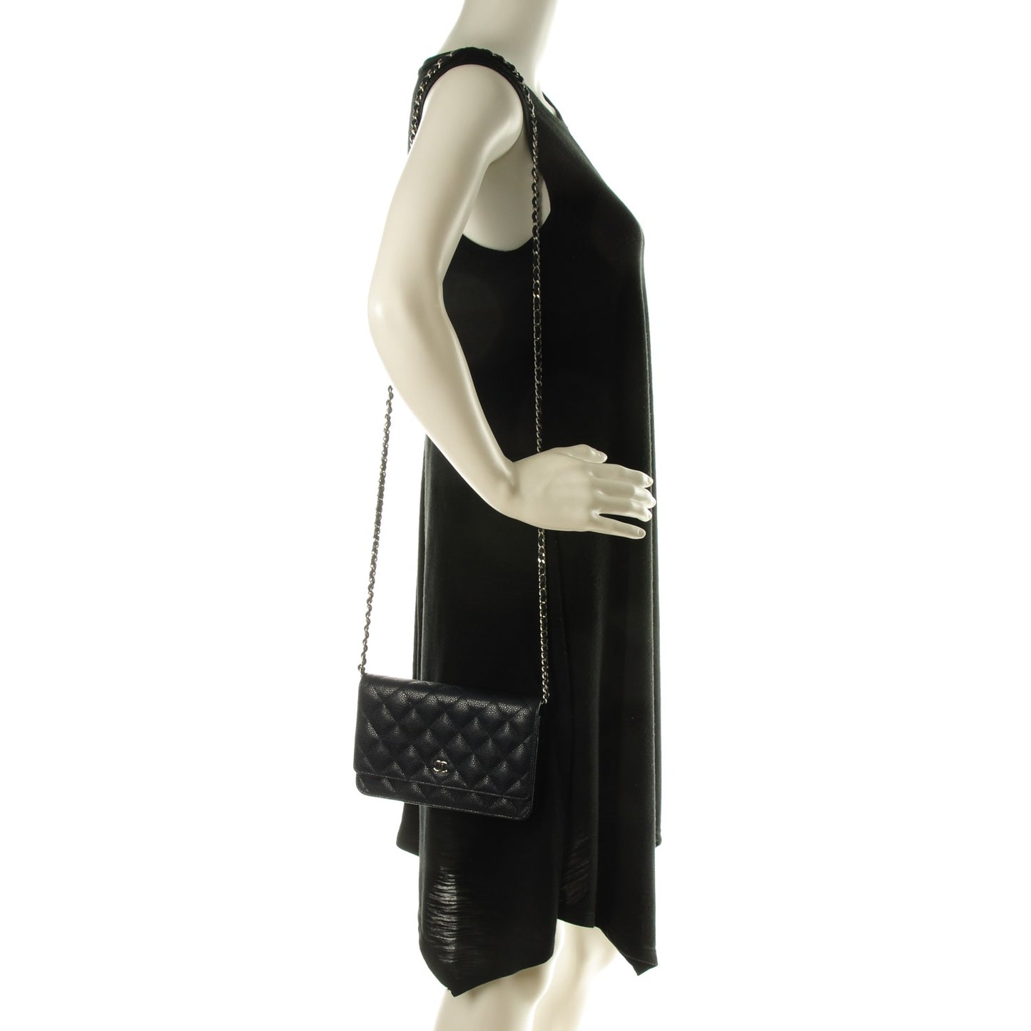Caviar Quilted Wallet On Chain WOC Navy