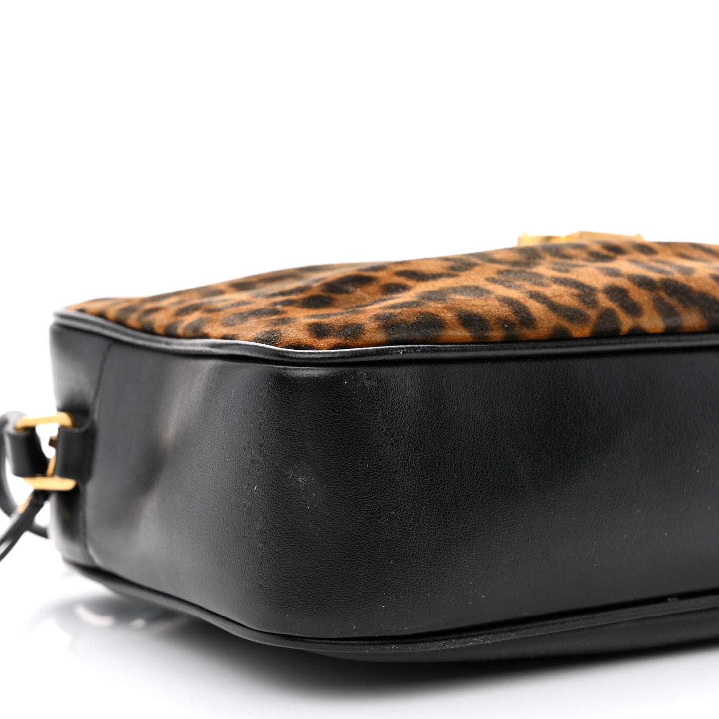 Calfskin Leopard Print Monogram Lou Camera Bag Black