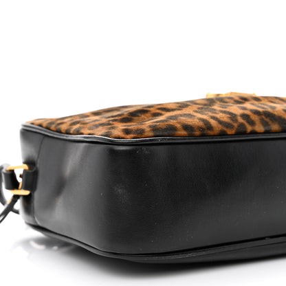 Saint Laurent Calfskin Leopard Print Monogram Lou Camera Bag Black 9 of 12