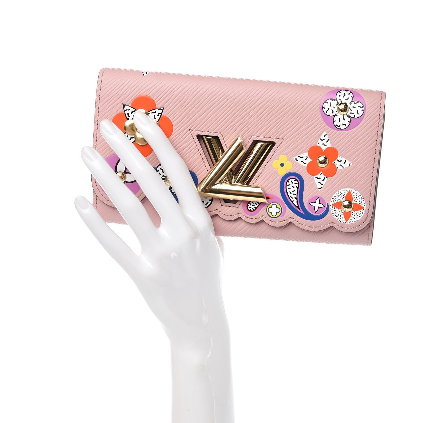 Epi Blooming Flowers Twist Wallet Rose Ballerine