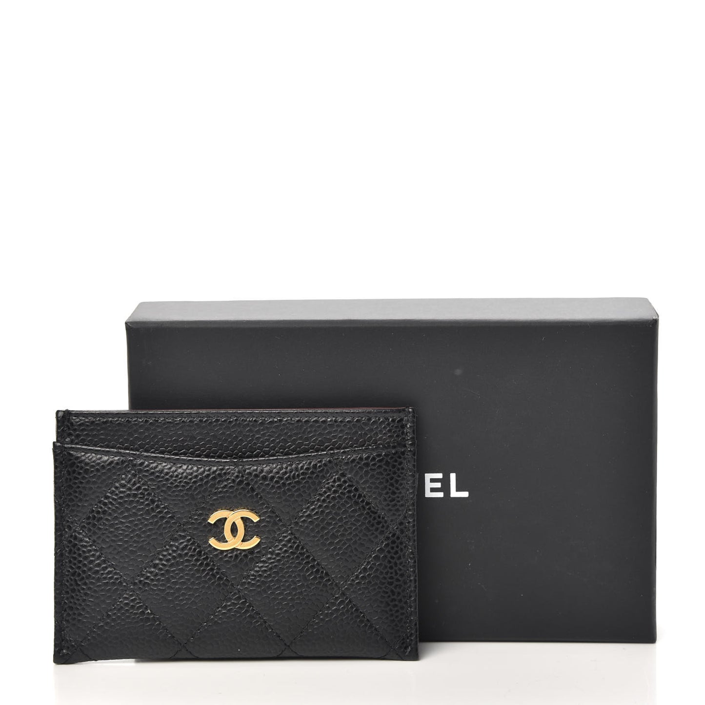Caviar Quilted Card Holder Black