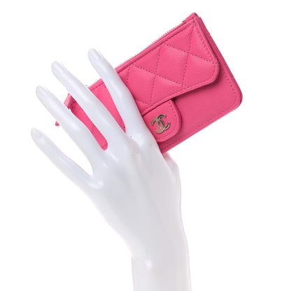 Chanel Caviar Quilted Flap Zip Card Holder Dark Pink 2 of 8