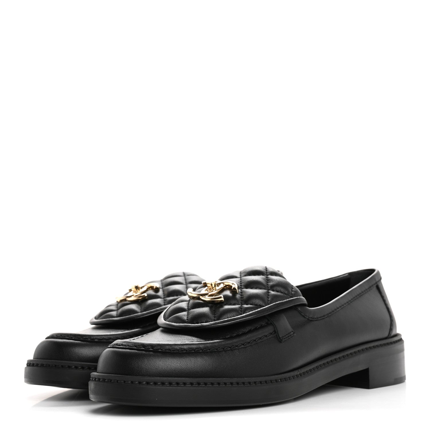 Chanel Lambskin Quilted CC Turnlock Loafers 39 Black 4 of 9
