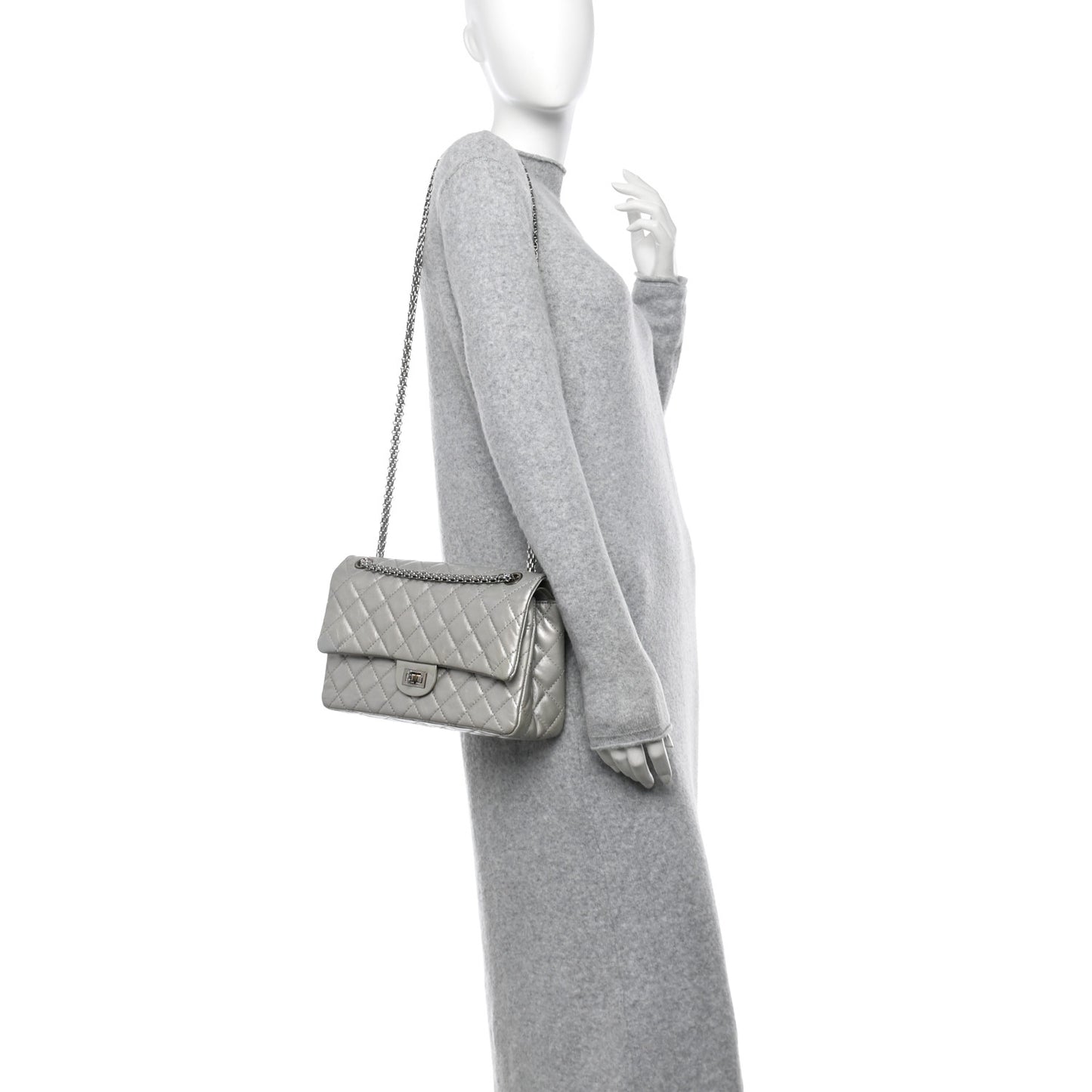 Metallic Lambskin Quilted 2.55 Reissue 226 Flap Silver