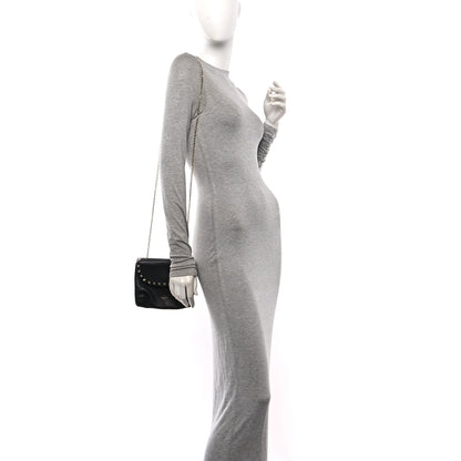 Valentino Garavani Pebbled Calfskin Rockstud Double Pocket Chain Crossbody Black 2 of 9