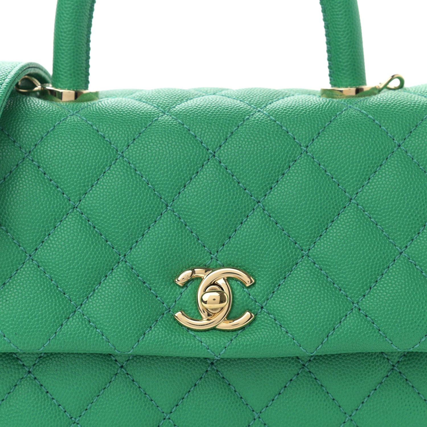 Chanel Caviar Quilted Mini Coco Handle Flap Green 8 of 11
