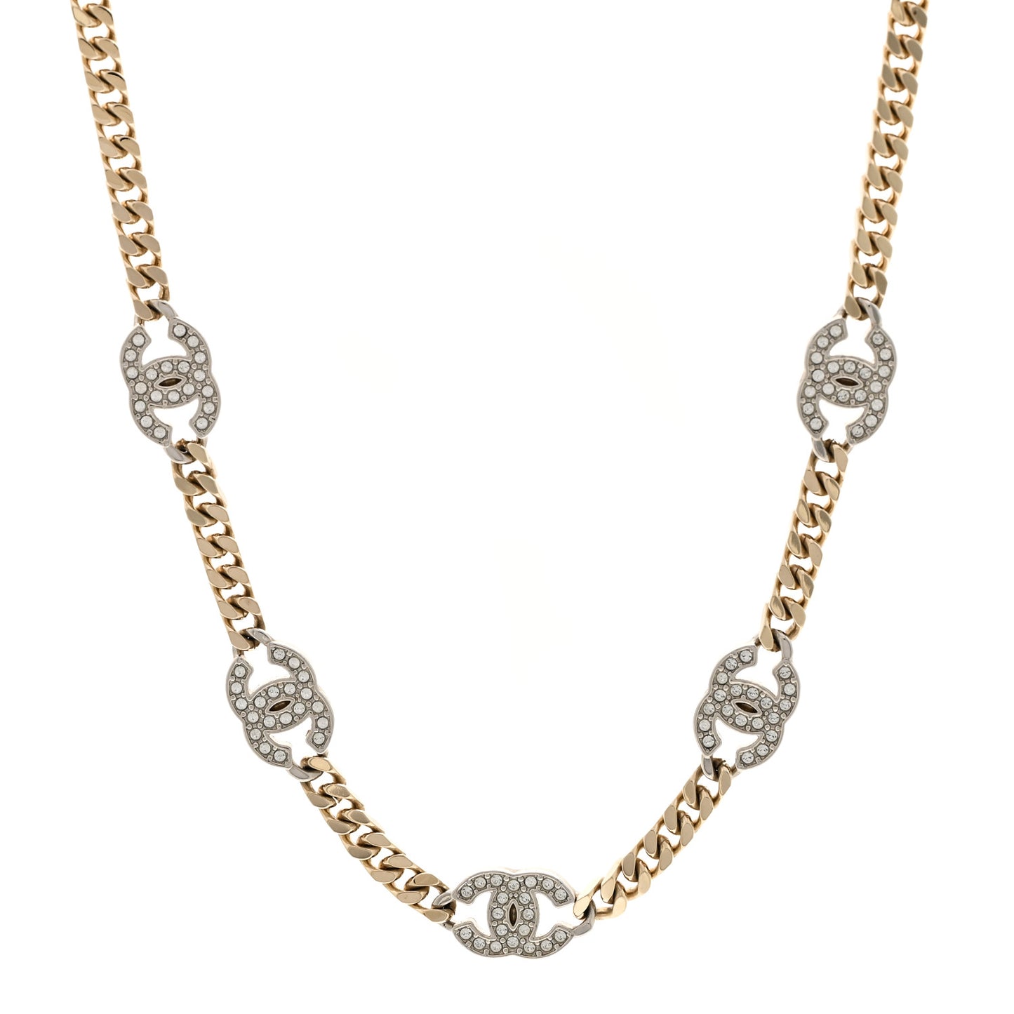 Crystal Chain CC Link Choker Gold Silver