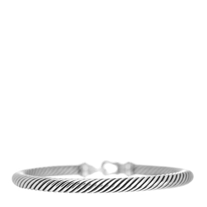 David Yurman Sterling Silver Diamond 5mm Cable Buckle Bracelet 3 of 5