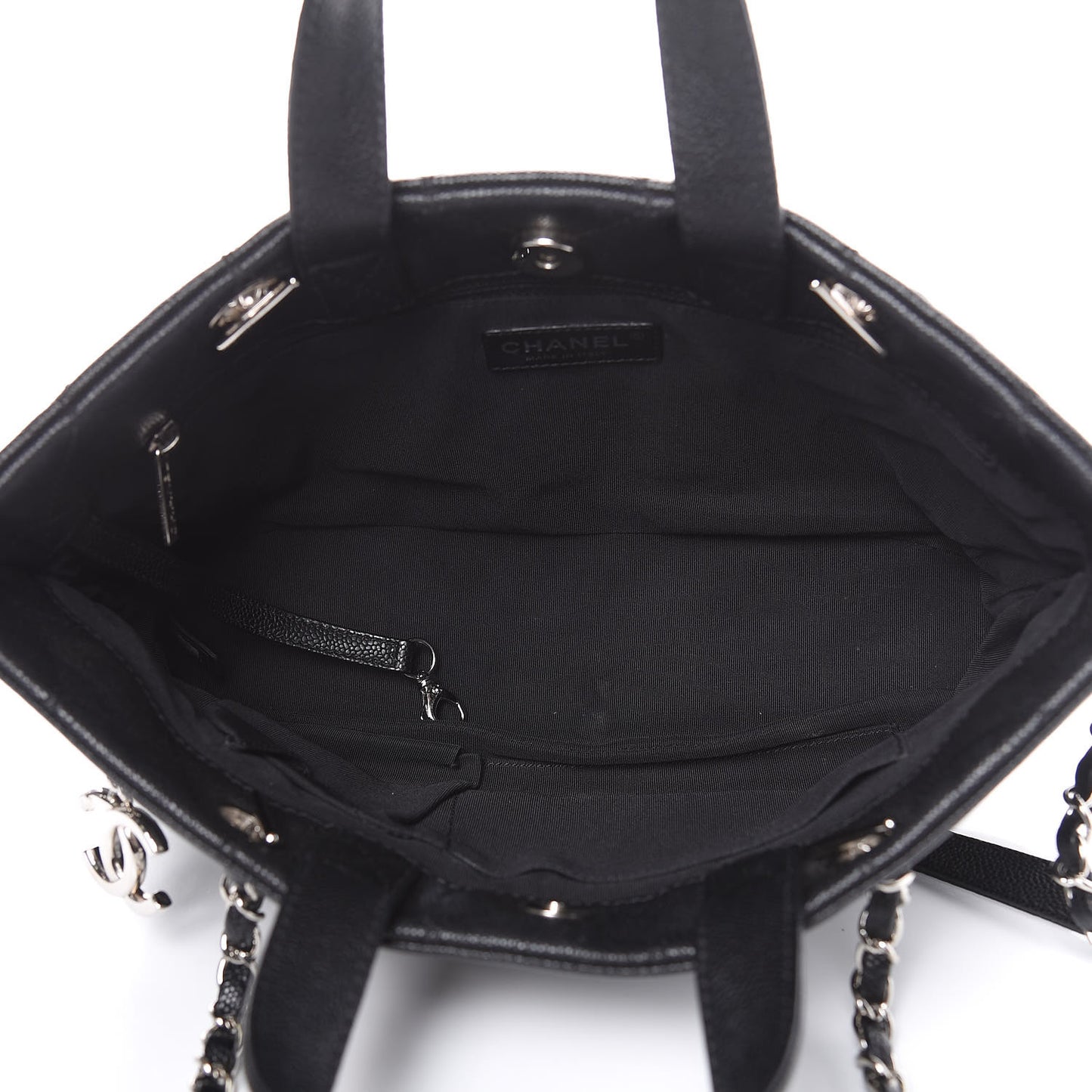 Caviar Quilted CC Shopping Tote Black