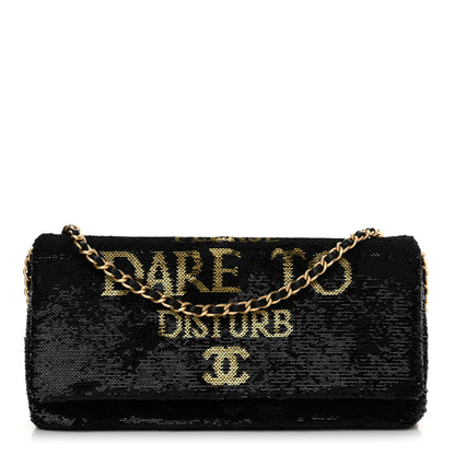 Chanel Sequin Paris Cosmopolite Dare To Disturb Flap Black Gold 1 of 9