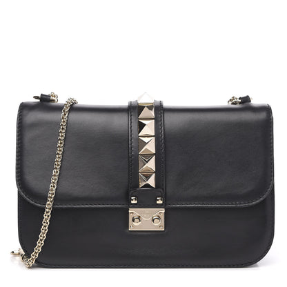 Valentino Garavani Vitello Medium Glam Lock Rockstud Flap Black 1 of 9