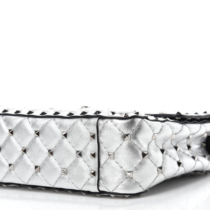 Valentino Garavani Metallic Nappa Medium Rockstud Spike Shoulder Bag Silver 7 of 11