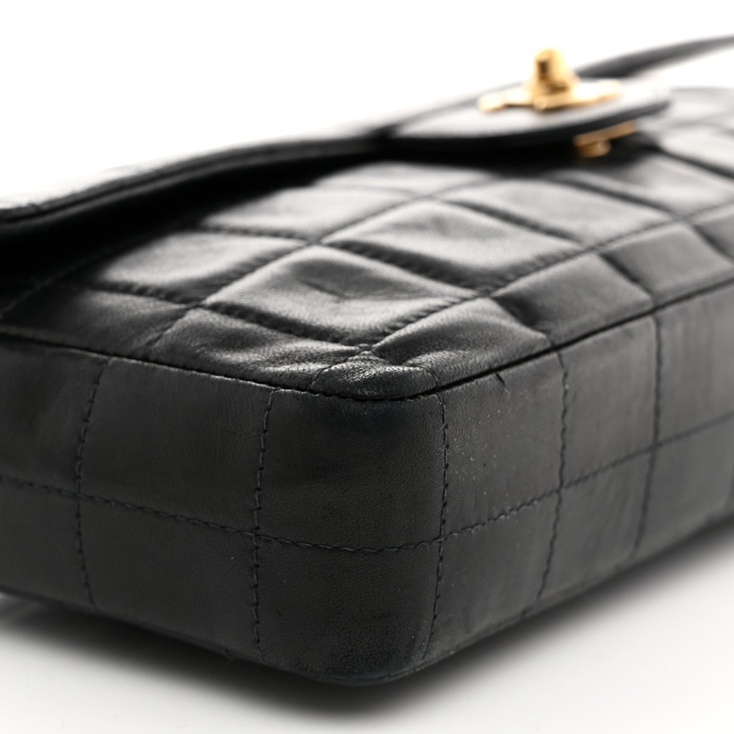 Lambskin East West Chocolate Bar Flap Black