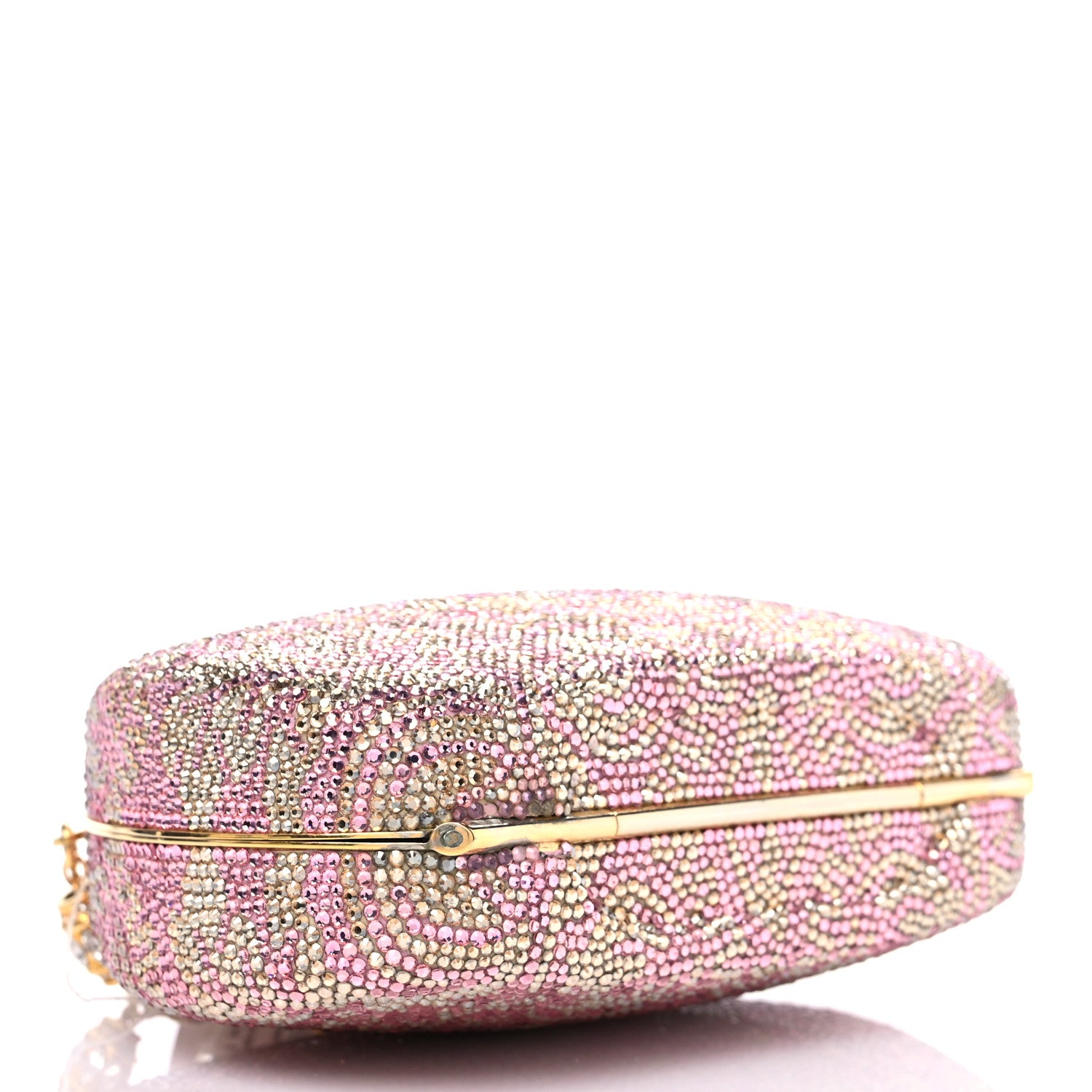 Judith Leiber Swarovski Crystal Minaudiere Clutch Pink Gold 3 of 8