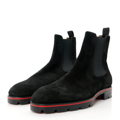 Christian Louboutin Mens Suede Melon Flat Chelsea Boots 46 Black 3 of 8