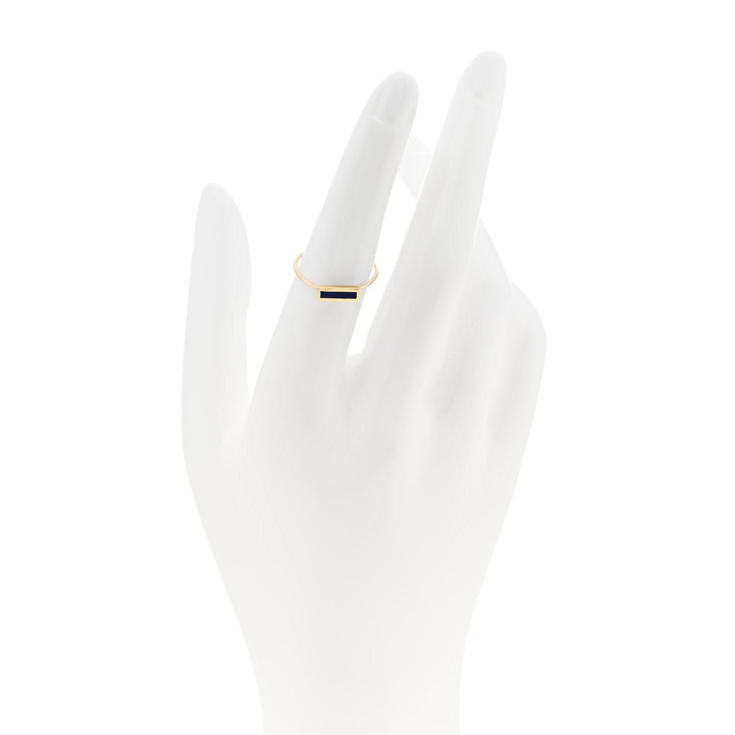 18K Yellow Gold Lapis Lazuli Bar Ring 53 6.25