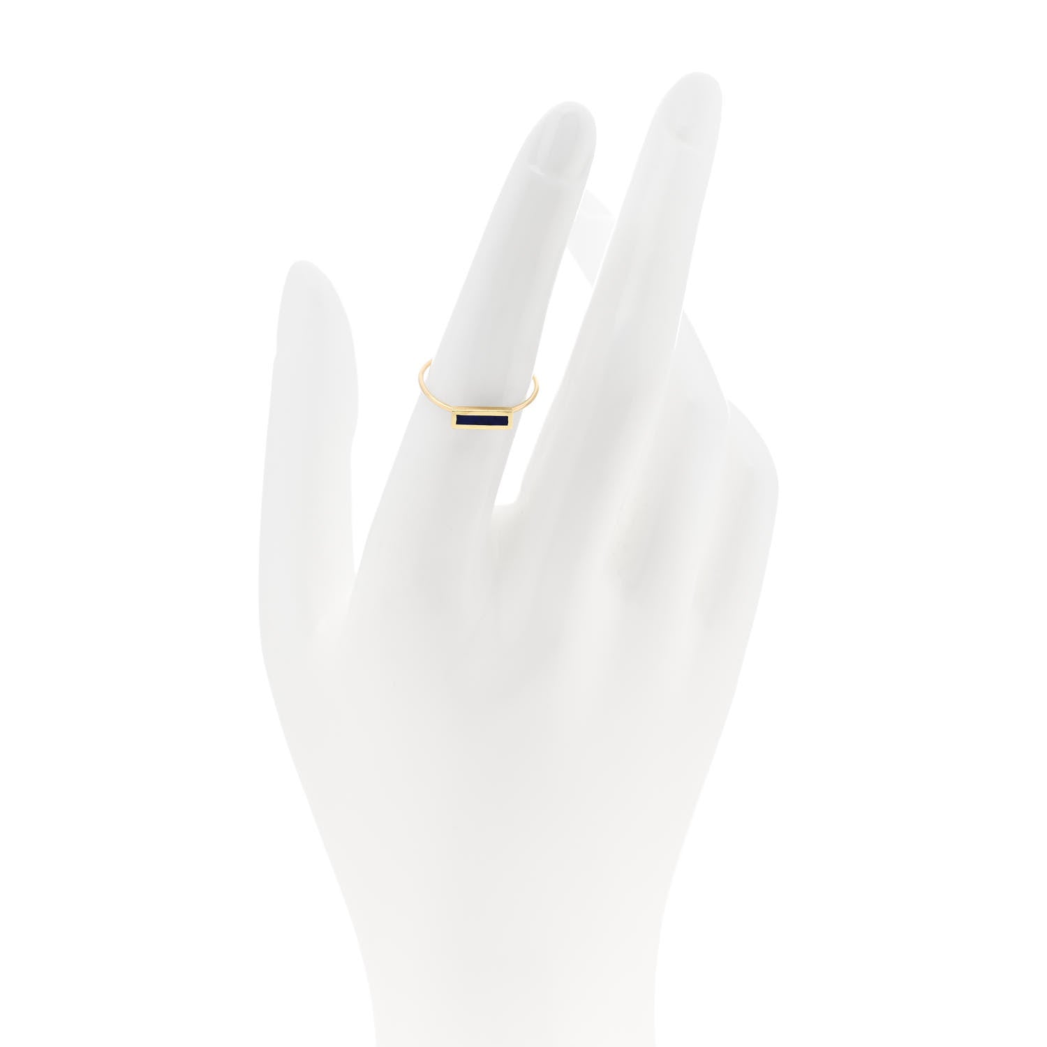 Jennifer Meyer 18K Yellow Gold Lapis Lazuli Bar Ring 53 6.25 2 of 6