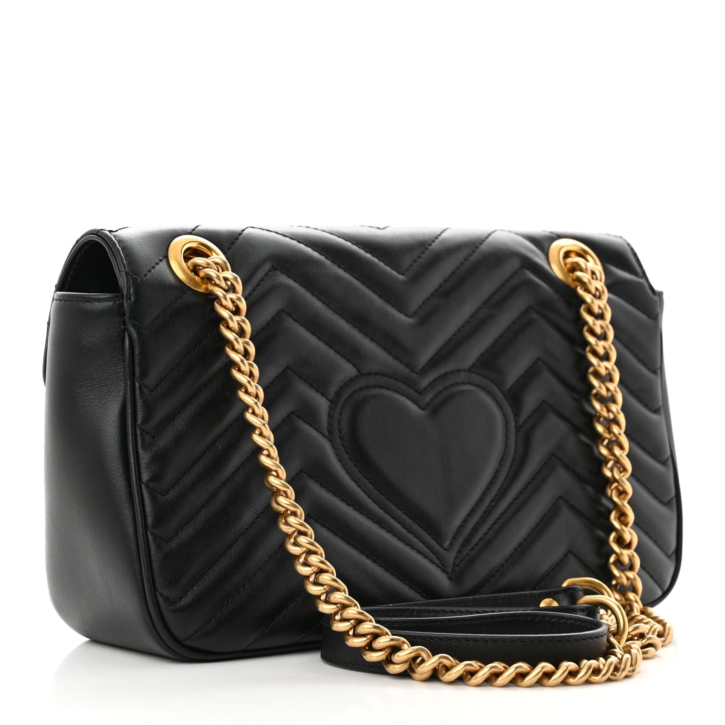 Calfskin Matelasse Small GG Marmont Shoulder Bag Black