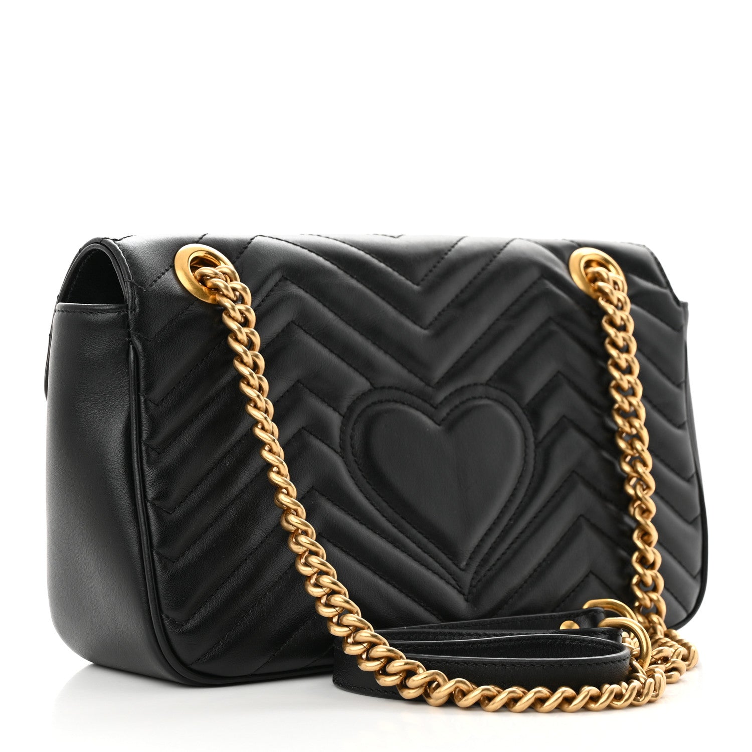 Gucci Calfskin Matelasse Small GG Marmont Shoulder Bag Black 3 of 13