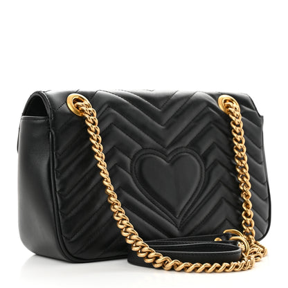 Gucci Calfskin Matelasse Small GG Marmont Shoulder Bag Black 3 of 13