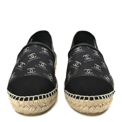 Chanel Mesh Grosgrain CC Espadrilles 38 Black White 3 of 11