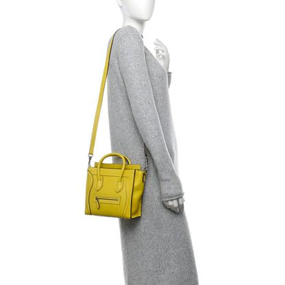 Celine Drummed Calfskin Nano Luggage Acacia 2 of 11