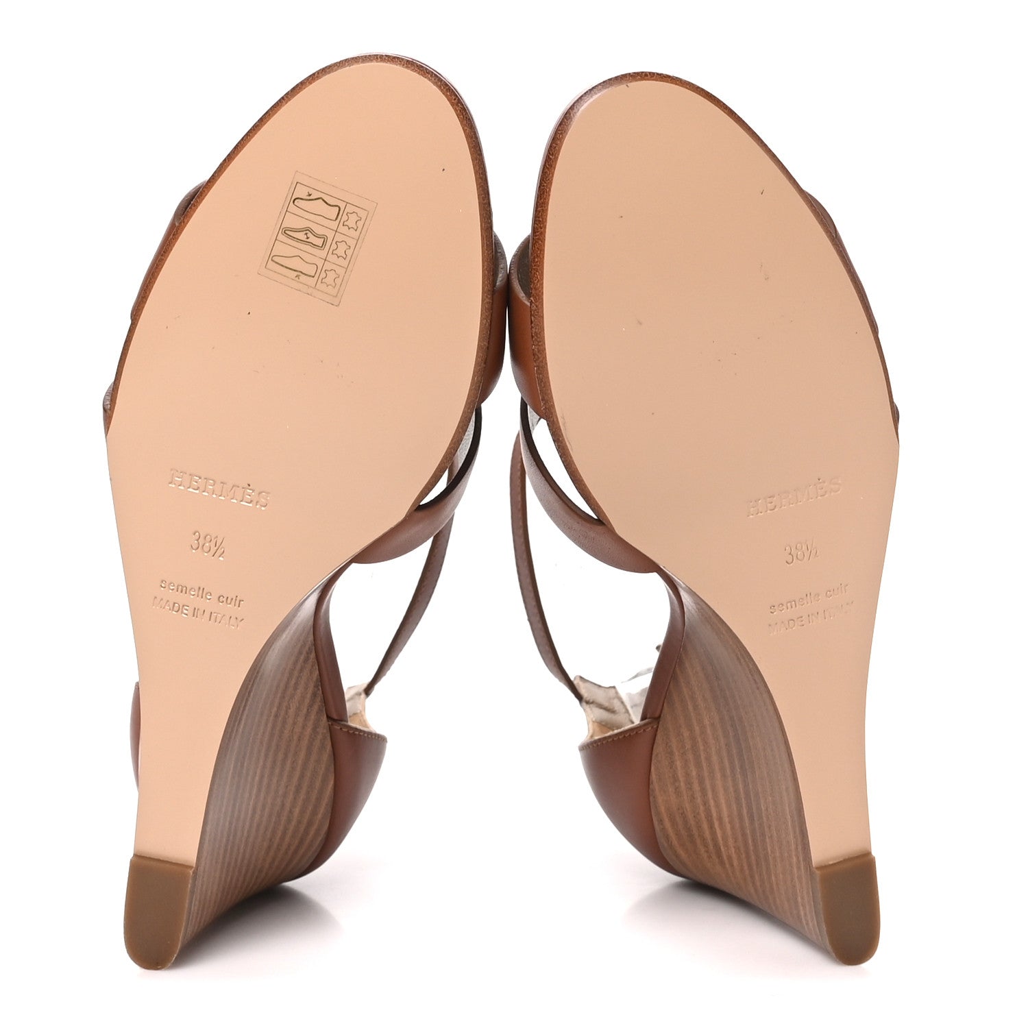 Hermes Calfskin Legend Wedge Sandals 38.5 Gold 6 of 8