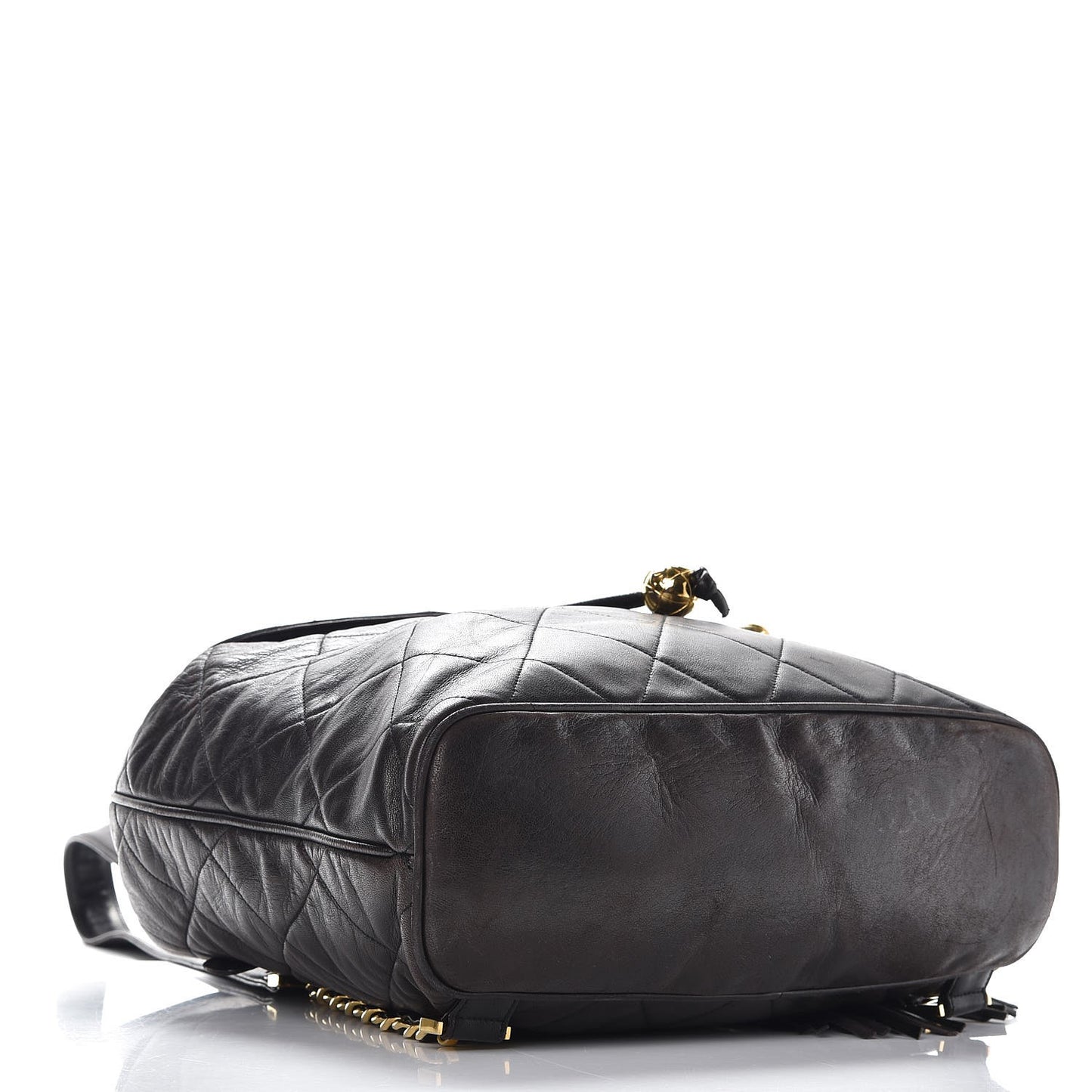 Lambskin Quilted Drawstring Backpack Black