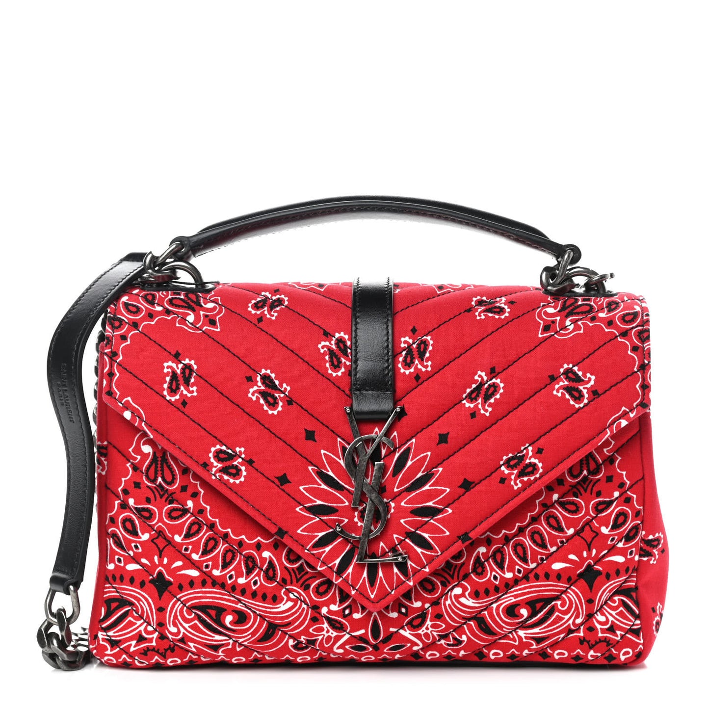 Canvas Bandana Matelasse Chevron Medium College Bag Red