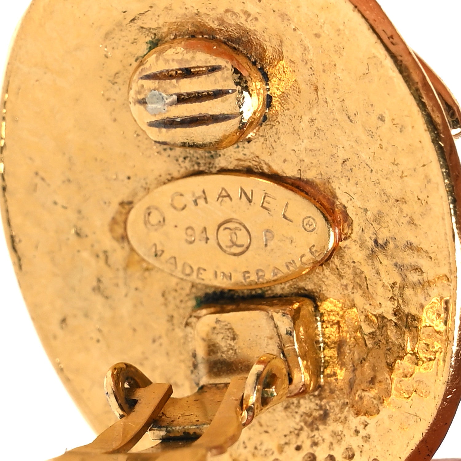 Chanel Oval CC Clip On Earrings Gold 8 of 10