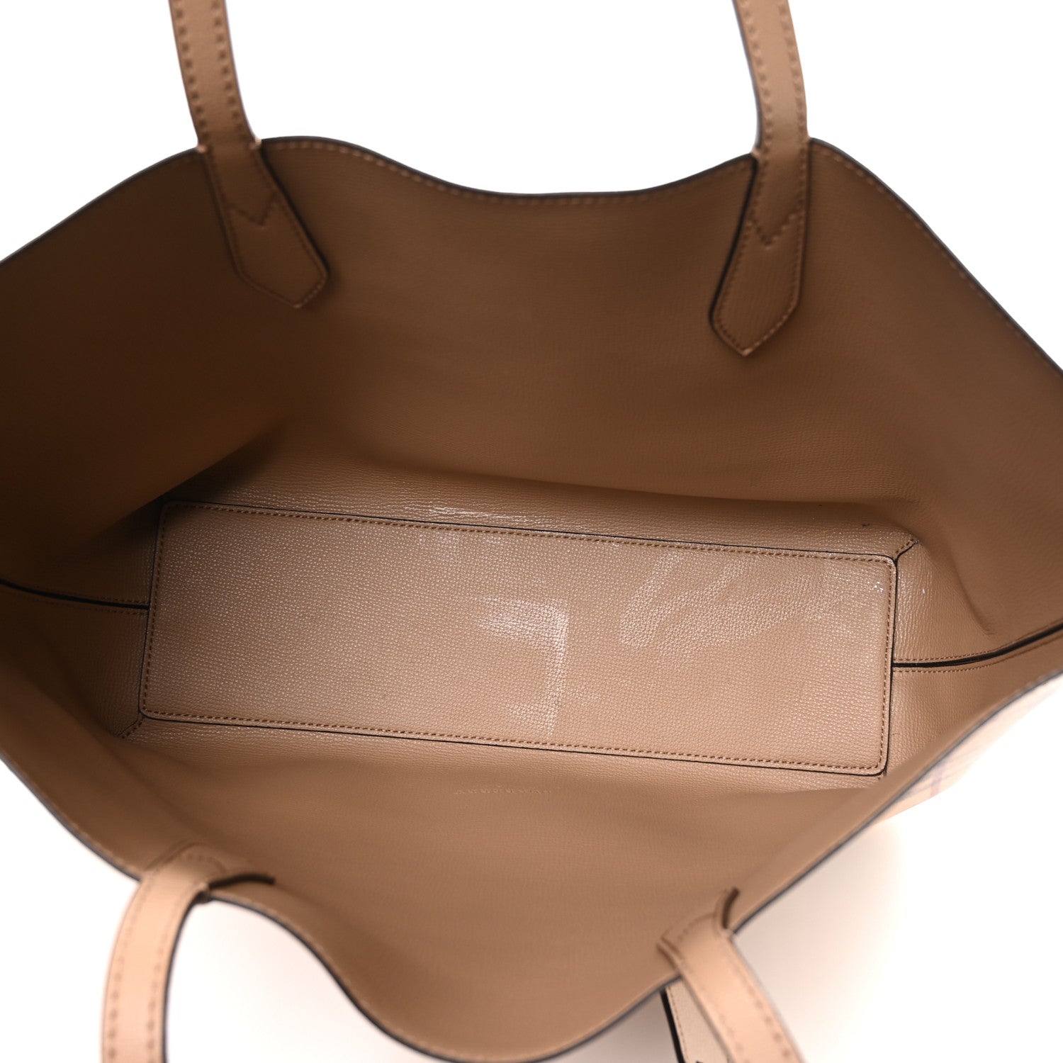 Burberry Grainy Calfskin Haymarket Check Medium Reversible Tote Camel 8 of 18
