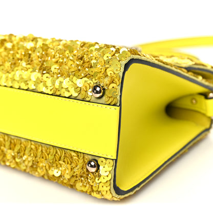 Valentino Garavani Sequin Crystal Embroidered Mini Vsling Top Handle Bag Yellow 9 of 9