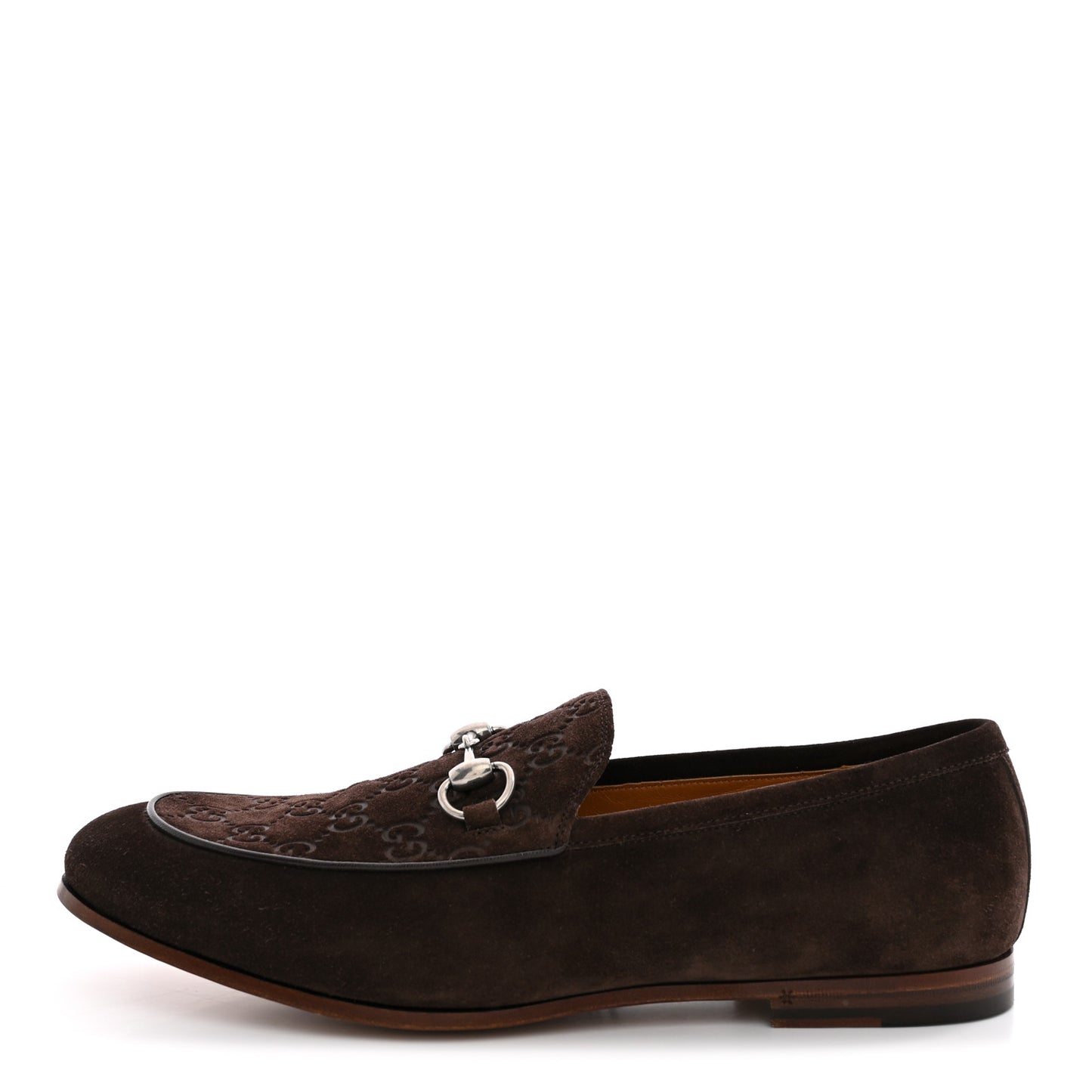 Luxury Suede GG Monogram Horsebit Mens Jordy Loafers 8 Night Cocoa