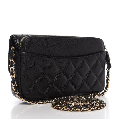 Chanel Caviar Quilted Flap Phone Holder With Chain Black 3 of 12