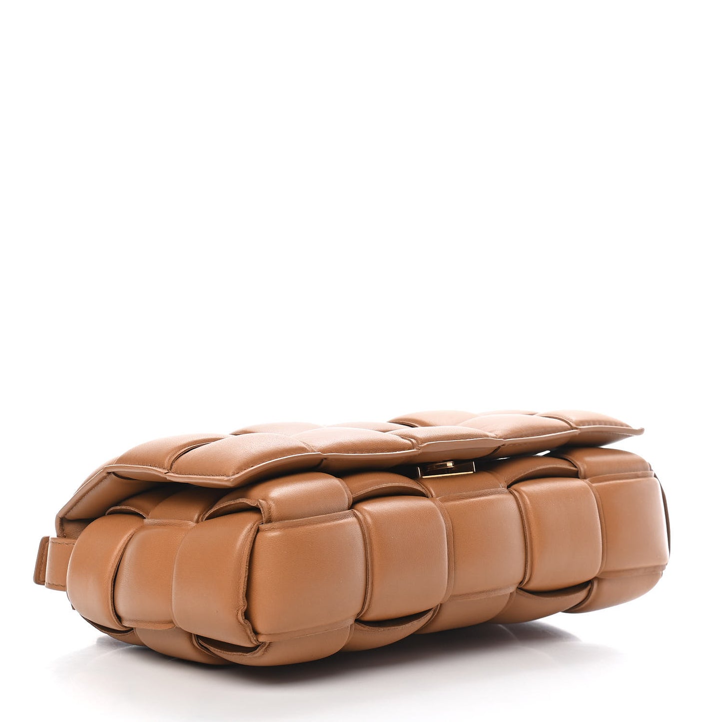 Nappa Maxi Intreccio Padded Cassette Crossbody Bag Caramel