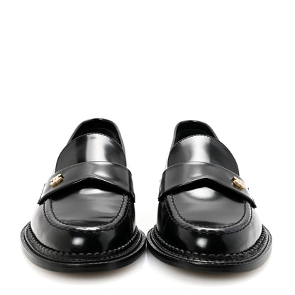 Chanel Shiny Calfskin Pearl CC Loafers 39 Black 3 of 10