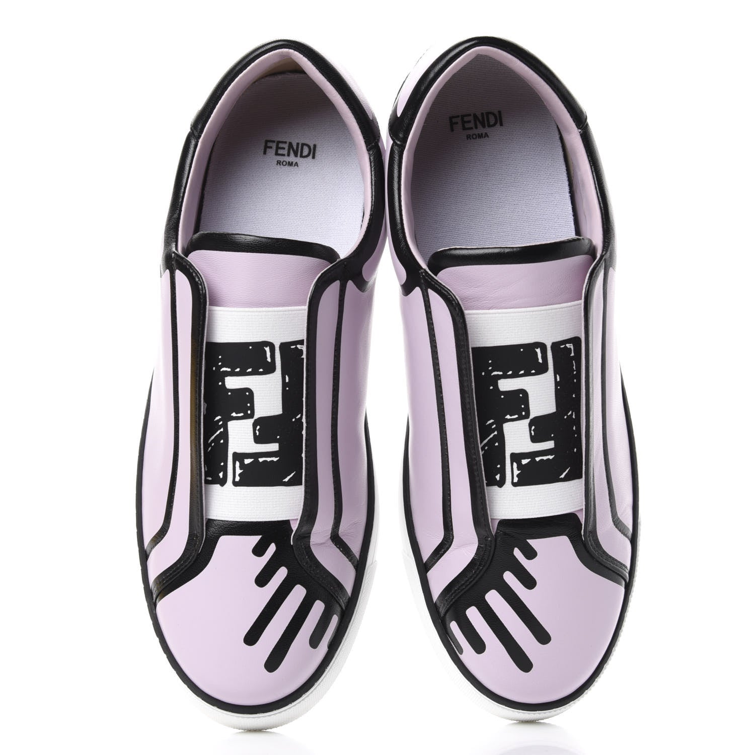 Fendi X JOSHUA VIDES Nappa Rockoclick Slip On Sneakers 38 Pink Xiloph White Black 5 of 11