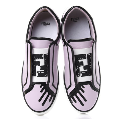 Fendi X JOSHUA VIDES Nappa Rockoclick Slip On Sneakers 38 Pink Xiloph White Black 5 of 11