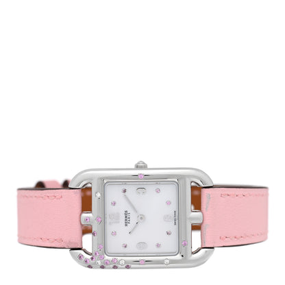 Hermes Stainless Steel Swift Diamond Pink Sapphire Mother of Pearl 23mm Cape Cod Quartz Watch Rose Sakura 2 of 5