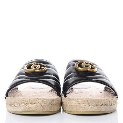 Gucci Nappa Matelasse GG Marmont Espadrille Slide Sandals 39 Black 2 of 11