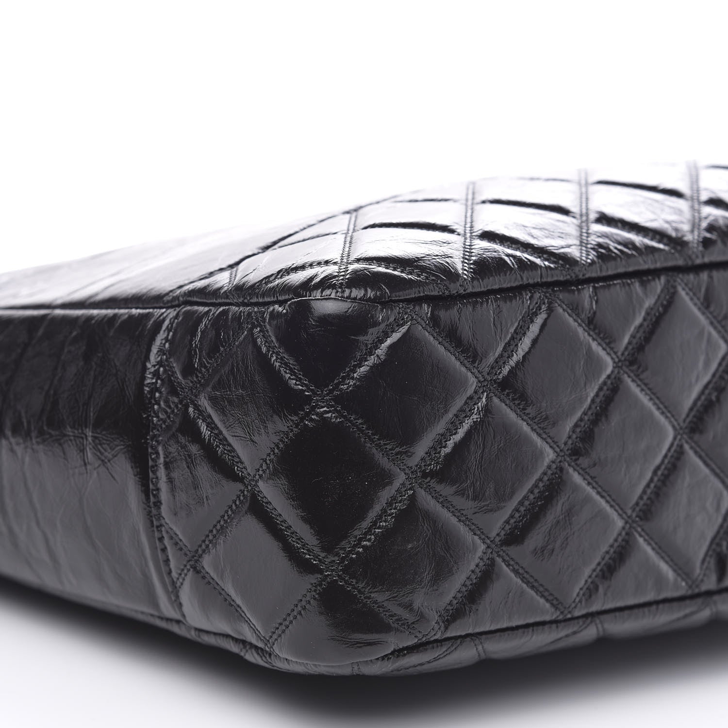 Chanel Shiny Aged Calfskin Quilted Large Shopping Bag Black 8 of 10