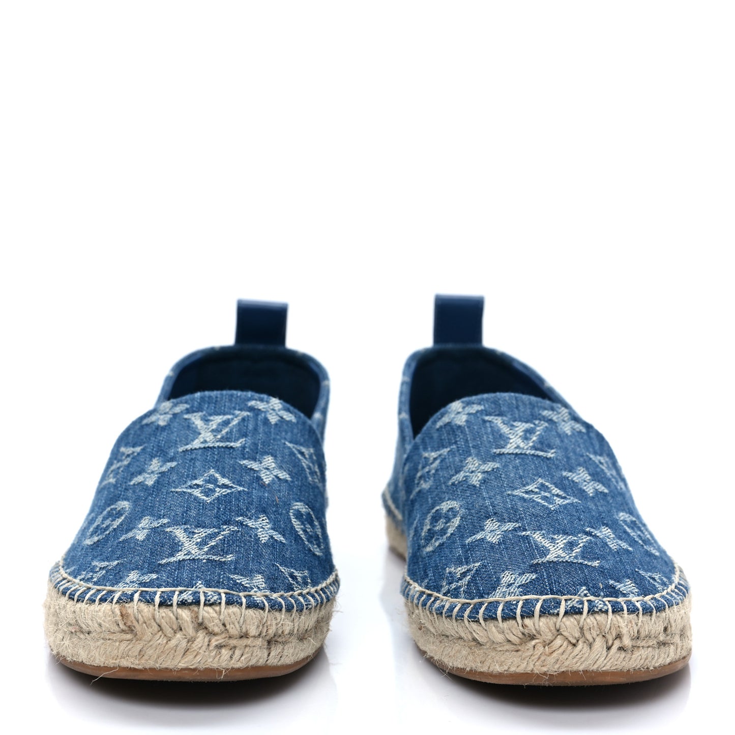 Monogram Denim Starboard Espadrille Flats 38.5 Blue