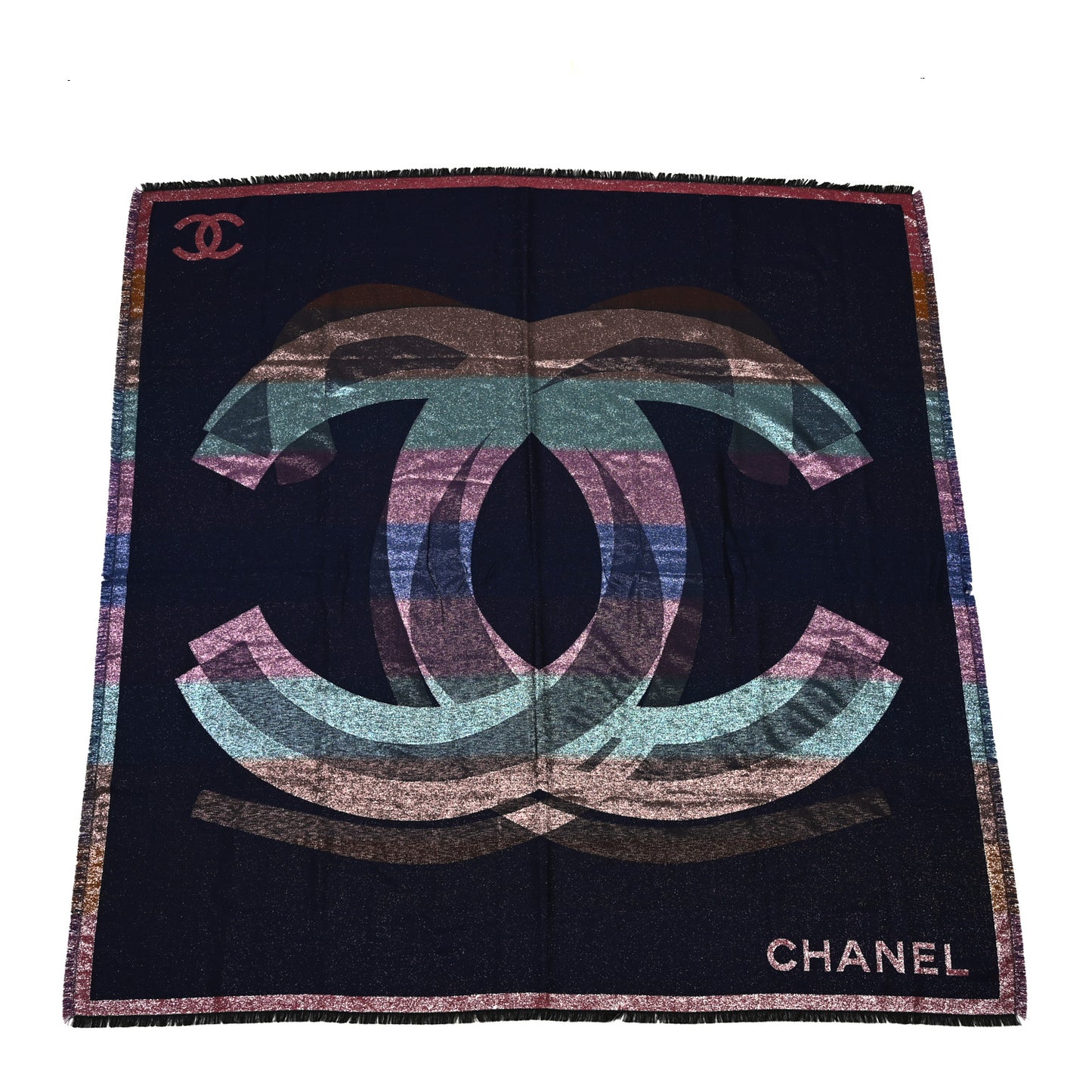Cashmere Silk Blend Metallic CC Scarf Multicolor
